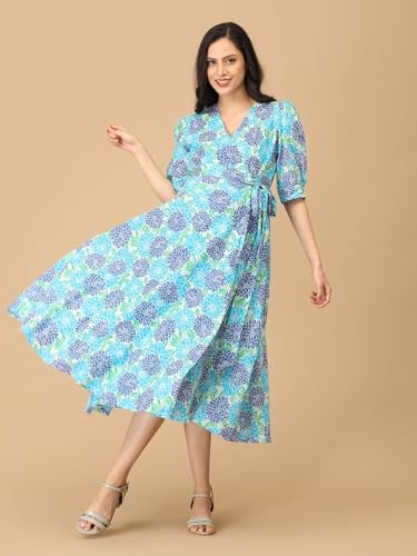 Image of The Mom Store Maternity and Nursing Wrap Dress for New Mom | Pre and Post Pregnancy Wear for Womens | Trendy Stylish Printed Friendly Dresses for Women | Comfortable