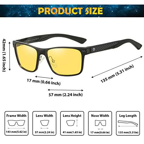 DUCO Night Driving Glasses for Men Carbon Fiber Temples Glare Reducing HD Night Vision Glasses4