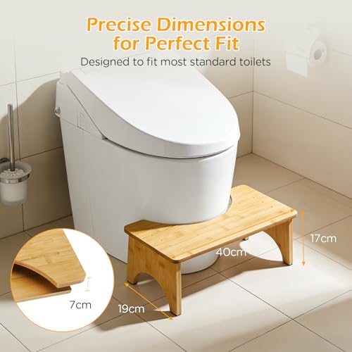 VINATO Taburete Inodoro Plegable de Bambú, Reposapiés Baño 17cm Antideslizante, Taburete Fisiológico para Adultos, Estreñimiento y Salud Intestinal - imagen 2