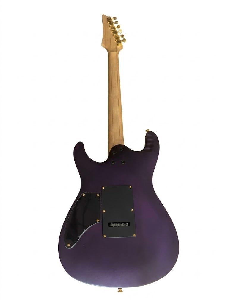 Chitarra elettrica Solid Body, viola trasparente con intarsio Tree of Life e pickup HSH, 6 corde full size for rock progressivo (Guitarra Eléctrica)