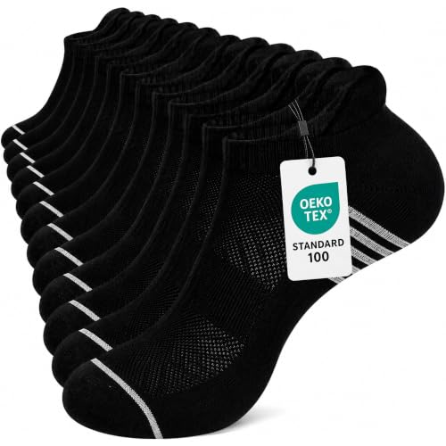 Image of Gianci 6 Pairs Cushioned Low Cut Trainer Socks for Men | Comfortable Running socks & Anti-Blister Black Ankle mens Sports Socks | Breathable Athletic Gym Socks with Arch Support 6-11