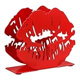 VALICLUD Servilletero de Metal Diseño de Labios Rojos, Dispensador de Pañuelos de Papel para Mesa de Comedor, Organizador Práctico para Cocina, Restaurante y Fiesta de San Valentín