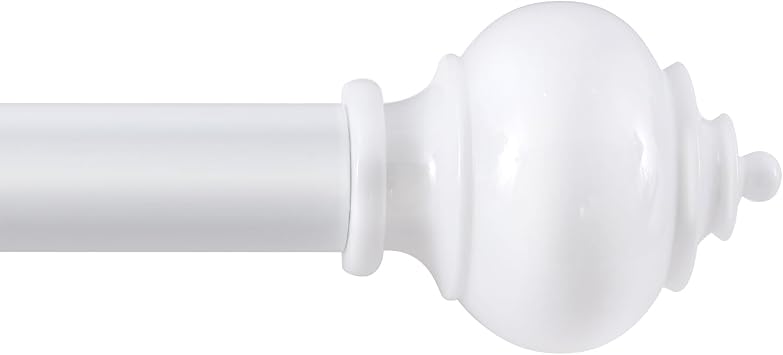 H.VERSAILTEX Curtain Rods for Windows 16.2 to 43.8 Inches 1 inch Diameter Adjustable Decorative Telescoping Curtain Rod with Brackets Heavy Duty Splicing Window Rods with Decorative Finials, White