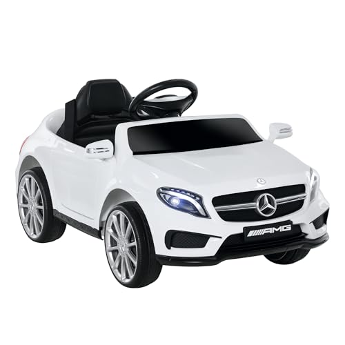 HOMCOM Coche Eléctrico para Niños de 3 Años Mercedes Benz GLA con Mando a Distancia MP3 USB Luces y Sonidos Apertura de Puerta Carga 30 kg 100x58x46 cm Blanco