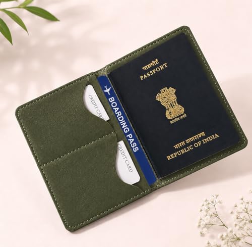 Image of Eco Leather Unisex Passport Cover and Luggage Tags (Dark Green)