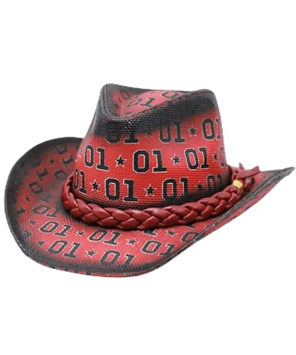Western Cowboy Hat for Women and Men Wide Brim Shapeable Summer Beach Sun Hat Lightweight Cowgirl Hats for Outdoor Festival Red