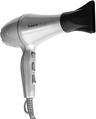 Taiff Style - Secador de pelo IonSense Silver - 125 V, secado rápido, cerámica iónica que reduce el encrespamiento, 1875 W, secadora ligera con