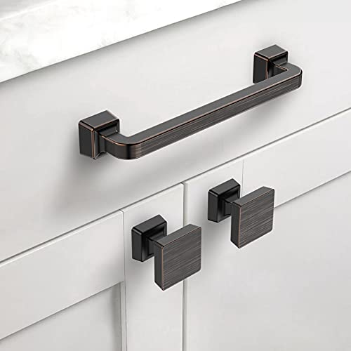 Image of Asidrama 5 Pack 1-1 /4 inch Oil Rubbed Bronze Kitchen Cabinet Knobs Dresser Knobs Drawer Knobs Cabinet Hardware Zinc Knobs for Dresser Drawers