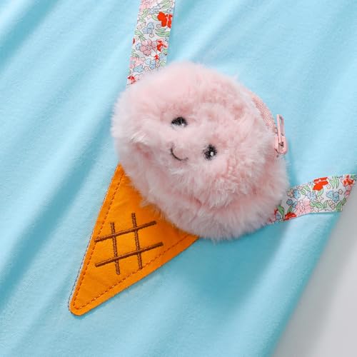 Image of HILEELANG Toddler Girl Short Sleeve Easter Dress Cotton Casual Jersey Shirt Playwear Applique Dress