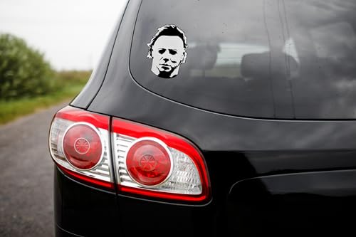 Image of Elektroplate Michael Myers Mask Dynamic Car Decal 4.5 inch | Officially Licensed Halloween, Weatherproof Automotive Grade Horror Movie Vinyl Sticker for Water Bottle, Laptop & More