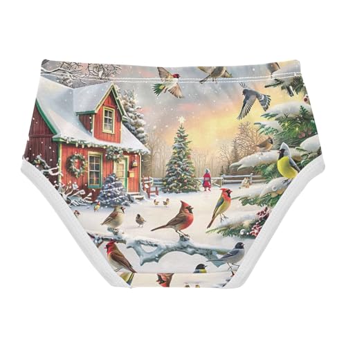 Christmas Cabin Toddler Underwear, Girls' Cotton Brief Underwear, 2T–8 Years2