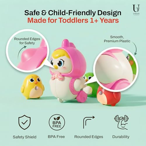 Image of Chicken Toys for Kids, Swinging Chain String Magnetic Hen with Chick Learning to Crawl Spring Toy, Crawling Wind-up Duck, Walking Chicken Cute Windup Toy for Boys Girls Toddler (Multi)