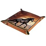 YZUOUZY Plateau de voiturier,plateau à bijoux en cuir pour clé,montre, pièce de monnaie,Cheval courant sur l'herbe,plateau de table plateau organisateur de bureau