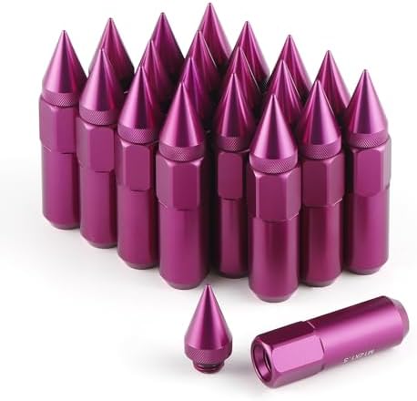JDMSPEED New Black 20PCS M12X1.5 Cap Spiked Extended Tuner 60mm Aluminum Wheels Rims Lug Nuts