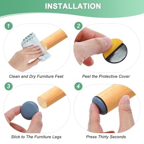Image of M METERXITY 8-Pack Furniture Sliders, 1 inch Diameter PTFE Pad Self-Adhesive Mover Glides for Chair /Kitchen Appliances, Furniture Round Pads Floor Protectors [Grey]