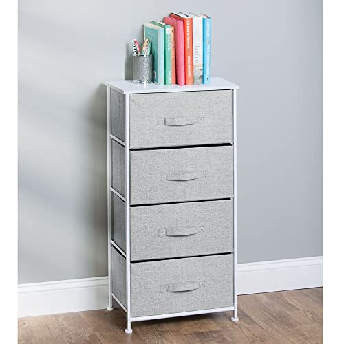 Mdesign Tall Dresser Storage Tower Stand With 4 Removable Fabric Drawers - Steel Frame, Wood Top Organizer For Bedroom, Entryway, Closet - Lido Collection - Gray #TOP1