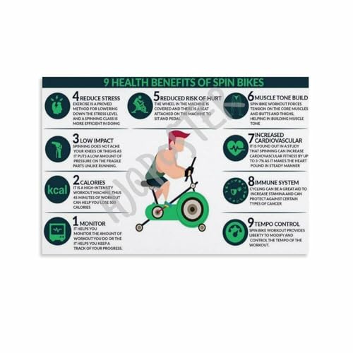 9 Health Benefits Of Spin Bikes Poster Gym ​ Motivational