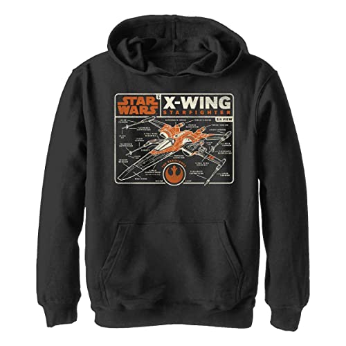 STAR WARS Boy's The Rise of Skywalker X-Wing Schematic Frame Pull Over Hoodie