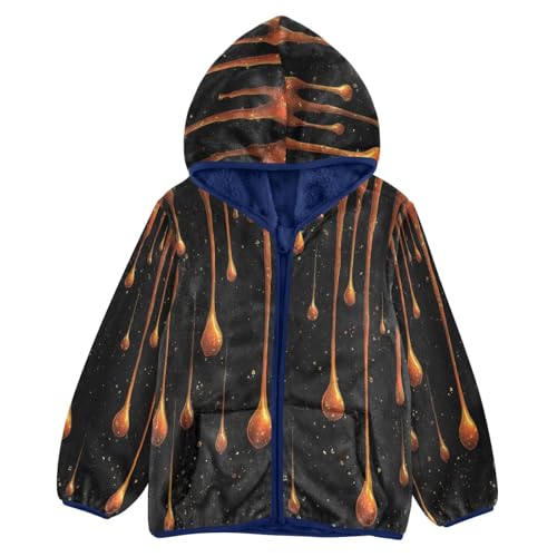 Dripping Honey on Black Toddler Fleece Jacket Girl Boys Hooded Fleece Jacket Coat Warm Outwear Zip-up 3-10T