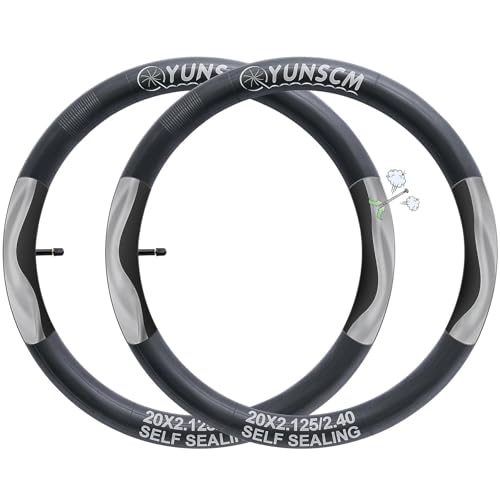 YUNSCM 2-PCS 20' Self-Sealing Bike Tubes 20X2.125/2.40 AV32mm Super Automatic Repair, Puncture Resistant Compatible with 20x2.125/2.2/2.25/2.3/2.35/2.4 Bike Bicycle Tire Tubes Schrader Valve