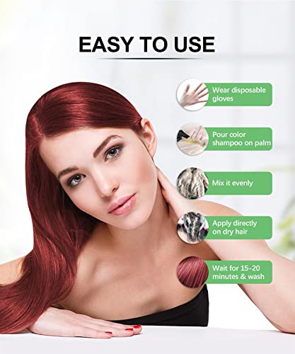 Image of Herbishh Hair Dye Shampoo 3 in 1 Hair Color Shampoo for Women & Men for Gray Hair Coverage for Instant coloring Champu Para Canas Mujer PPD Free (Cherry Red)
