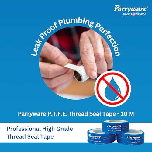 Image of Parryware PTFE Thread Seal Tape 10 M | Leak Proof & Water Proof Plumbing Perfection | (Size 12 mm x 0.1 mm x 10 mtr) | Professional high Grade Teflon Tape (Pack of 100)