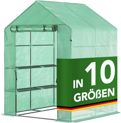 CASA PURA - Foliengewächshaus 143 x 143 x 195 - UV-beständig - Gewächshaus mit Metallablagegitter - Langlebig. Witterungsbeständiges Pflanzenhaus (Harrest)