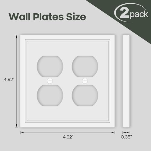 Dyekou White Classic Decorative Double Outlet Cover Wall Plate - 2 Pack by Dyekou - Used condition - Image 2