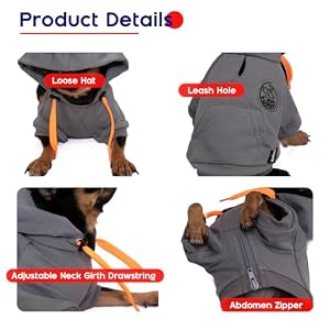 Adjustable Neck Girth Dog Clothes Small Dogs Hoodie Cozy Warm Winter Pullover Clothing Sweater for Tiny Puppy Sweatershirt - Grey Small Adjustable Neck Girth Dog Clothes Small Dogs Hoodie Cozy Warm Winter Pullover Clothing Sweater for Tiny Puppy Sweatershirt – Grey Small
