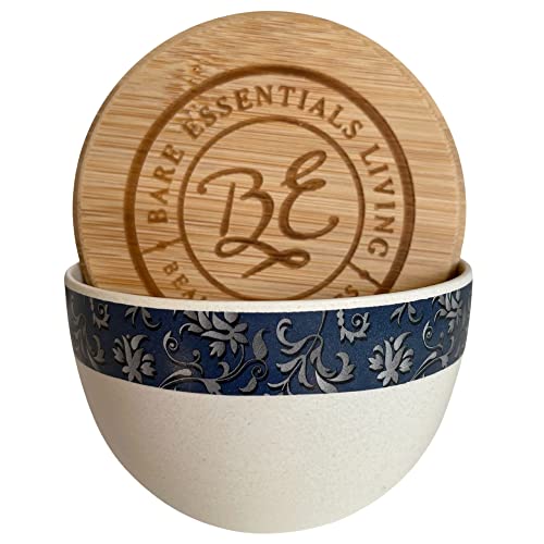 Clay Face Mask Mixing Bowl Set- Kit With Bamboo Lid, Spoon, Dual Sided Face Mask Brush Applicator Soft Silicone Spatula And Face Mask Brush For Diy Clay Mud Mask, Facials, Body And Hair (Blue Floral) #TOP4