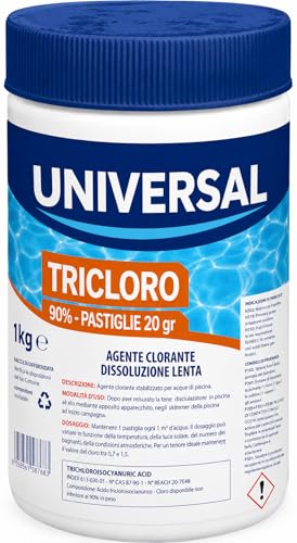 Tricloro 90% in Pastiglie da 20 g a Lenta Dissoluzione per Piscina – Confezione da 1 Kg