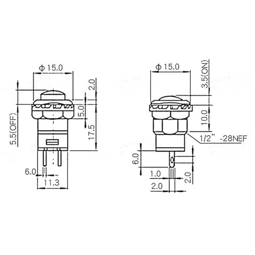 Bouton rond avec câble 20cm DS-428 autobloquant bleu pour circuits électriques