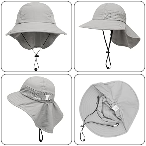 Image of Toddler Baby Sun Hat Kids Summer Beach Essentials Adjustable Beach Hats with Bucket Wide Brim for Boys Girls Age 0-14 Years