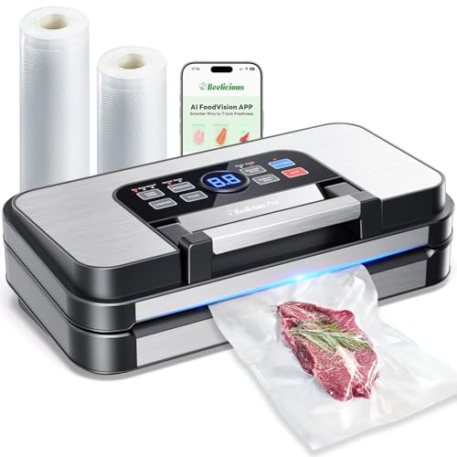 95Kpa Powerful Precision Pro Vacuum Sealer, with Double Heat Seal & Double Pump, Easy-Lock Handle, 10-in-1 Vacuum Sealer Machine for Food with Bags Storage, Stainless Steel