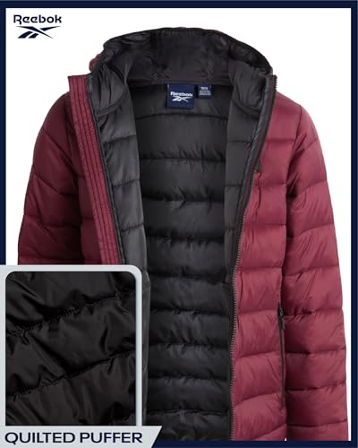 Image of Reebok Boys Winter Coat - Lightweight Insulated Puffer Jacket - Wind & Water Resistant Quilted Hooded Winter Jacket for Boys
