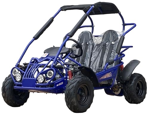 TRAILMASTER Mid XRX/R - Deluxe Go Kart Buggy with Reverse, Full roll cage and Safety Harness, Ages 10 and up, 196 CC Electric Start. with Assembled Version Now! (Pre-Assembled, Blue)