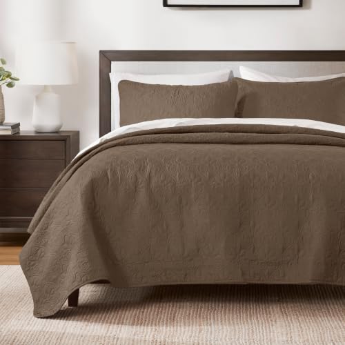 Image of Madison Park Luxurious Cotton Damask Quilt Set, 3PC Full /Queen Bed Set