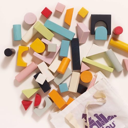 Le Toy Van - Educational Wooden Building Blocks 60 Piece Set Toy | Montessori Style Shape & Colour Development Toy - Suitable for 12 Months + (PL135) - Thumbnail 2