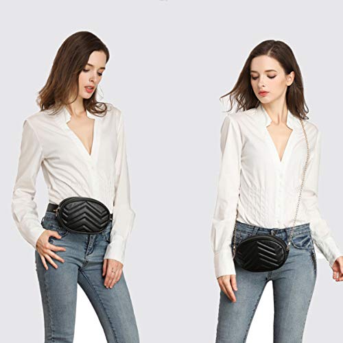 Marsupio da donna, in pelle PU, con cintura, Nero