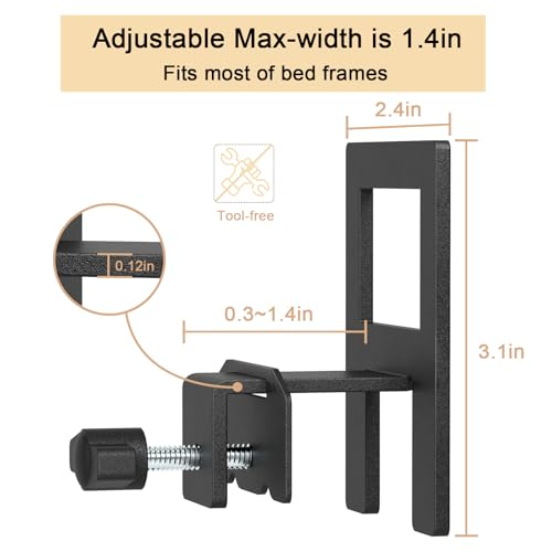 Non Slip Mattress Gaskets for Metal Bed Frame, Anti-Slip Holder in Place Gripper, Mattress Slide Stopper, Adjustable Anti-Slip Baffle, Easy to Install, 6 PCS, Black