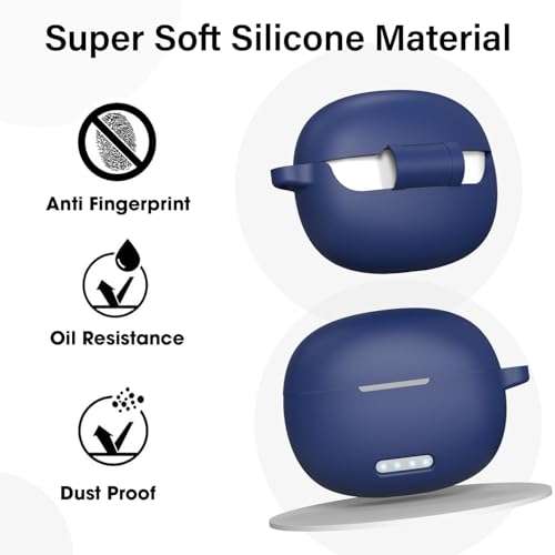 Image of Sounce Earphone Case Cover for Boult Audio W20 TWS Soft Silicone Skin Case Cover Shock Absorbing Protective Case with Keychain [Front LED Visible] - Blue