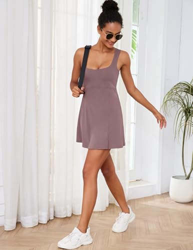 Desol Damen-Tenniskleid mit integrierten Shorts und BH, verstellbare Träger, sportkleider Damen, Trainingskleid mit Taschen, Golf-Sportkleider