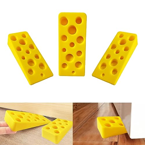 Newwyt 3Pieces Creative Silicone Cheese Door Stop Bottom Wedge Door Open for Classroom Office Home Door Stop Door Wedge Silicone - Image 4