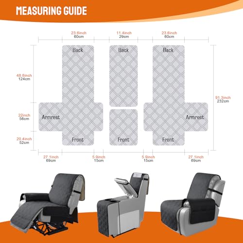 Image of VANSOFY Loveseat Recliner Cover with Console 100% Waterproof Sofa Slipcovers Non-Slip Reclining Couch Cover Split Sofa Covers Furniture Protector for Pets, Dogs(Black)