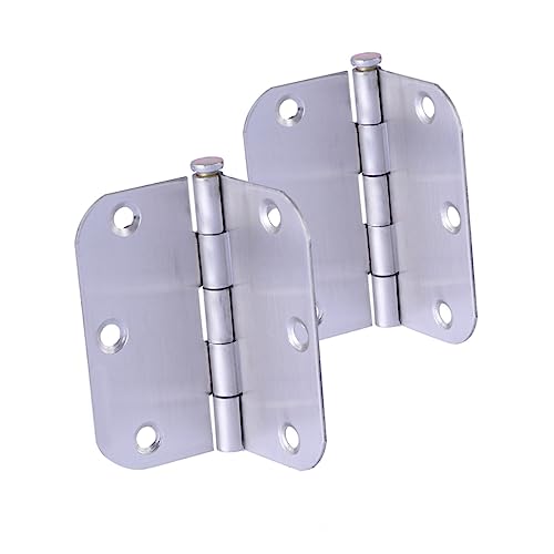 OUNONA Set of 2 Kitchen Cabinet Hinges Stainless Steel Flush Mount Hinge Strong Furniture Hinges 12 Screws Silver Finish