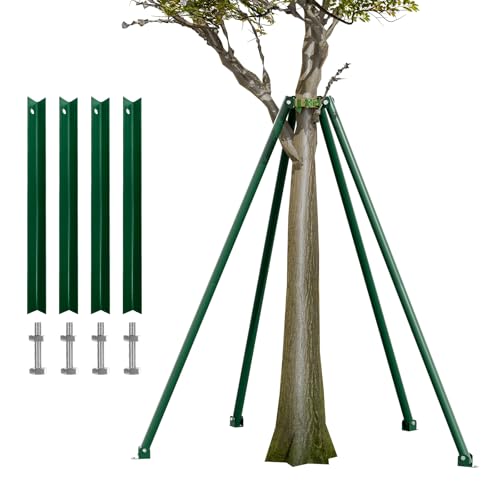 DRKSBesto Adjustable Tree Stake Bracket, Heavy Duty 2-Piece Connectable Steel Poles (2 × 1m/3.3ft, Total 6.6ft), Easy Carry, Supports Leaning Trees in Strong Wind/Harsh Weather