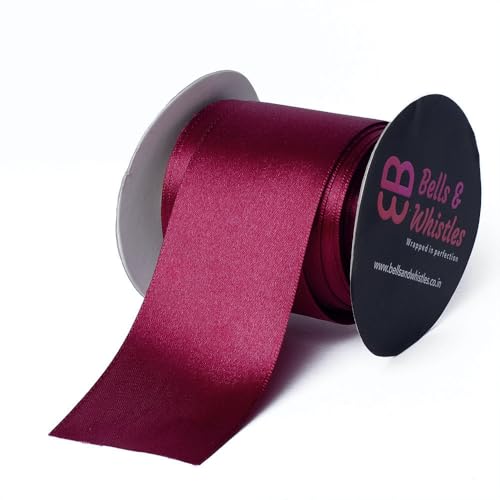 Image of Bells&Whistles Wine Satin Ribbon | Length : 10 Yards, Width : 2 inch |
