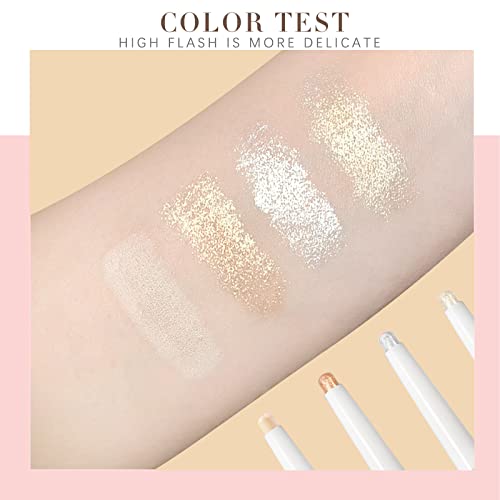 Newbang 4Pcs White Eyeshadow Pencil,Glitter Shimmer Matte Hypoallergenic Eyeshadow Pen,Neutral Cream Eye Shadow Stick,Long Lasting Waterproof Lying Silkworm Brightening Pen Set #TOP2