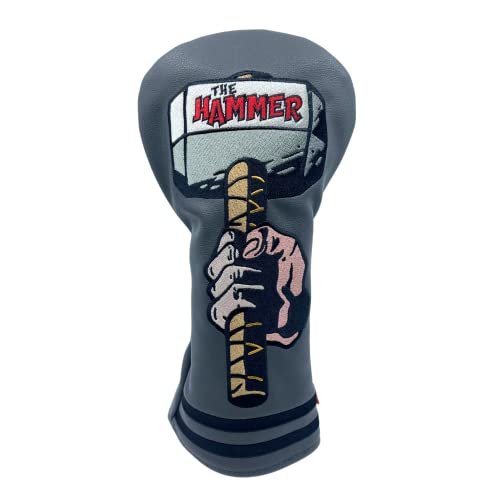 Funny Golf Club Covers The Hammer Driver Headcover and Little Hammer Fairway Wood Head Covers, Golf Accessories for Men, Golfer Gifts for Men, Golf Head Covers for Dad (Driver - Titanium)