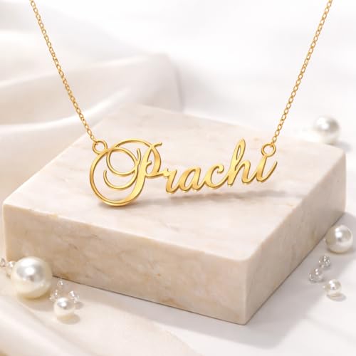 Image of Prachi Cursive Gold & Silver Name Pendant Necklace, Best Jewelry Gift for Girls.